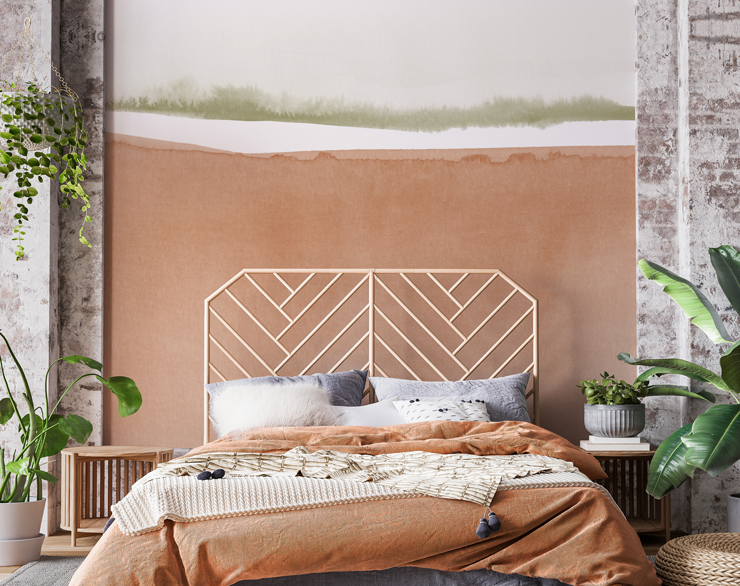 terracotta mural in bedroom